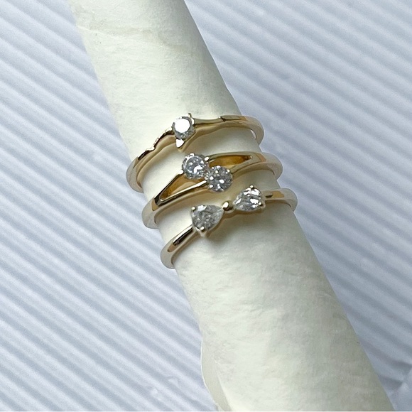 ARIELLA Collection 3 Gold Stackable Rings - Picture 6 of 7